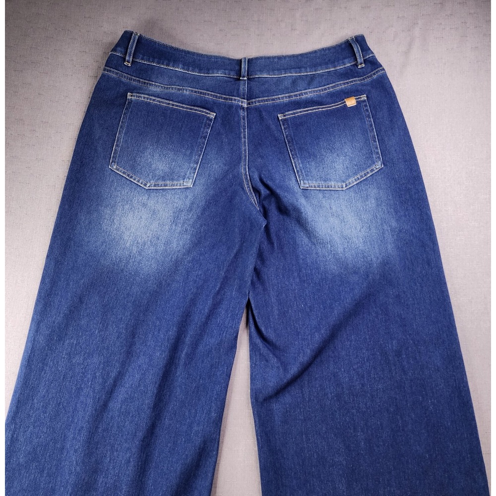 Halara Wide Leg Jeans Womens Large Tall Blue Denim Crossover Waist NWT 02710762 - Picture 10 of 11